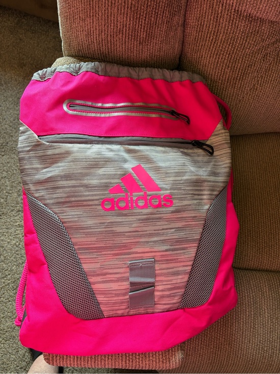 adidas Handbags - adidas Pink and Gray Drawstring Backpack